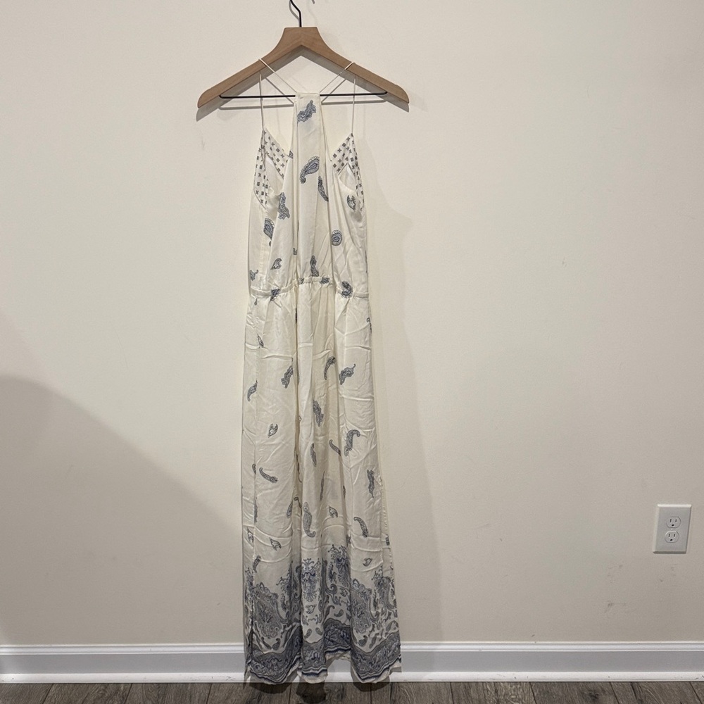 • Club Monaco • Women’s Silk Paisley Maxi Dress White and Blue  4 - Picture 5 of 5
